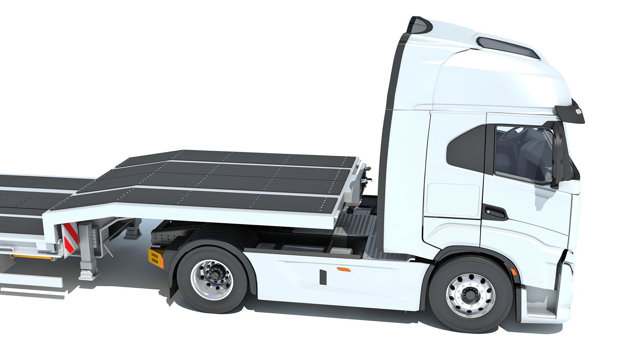 Truck with Platform Trailer 3D model_14