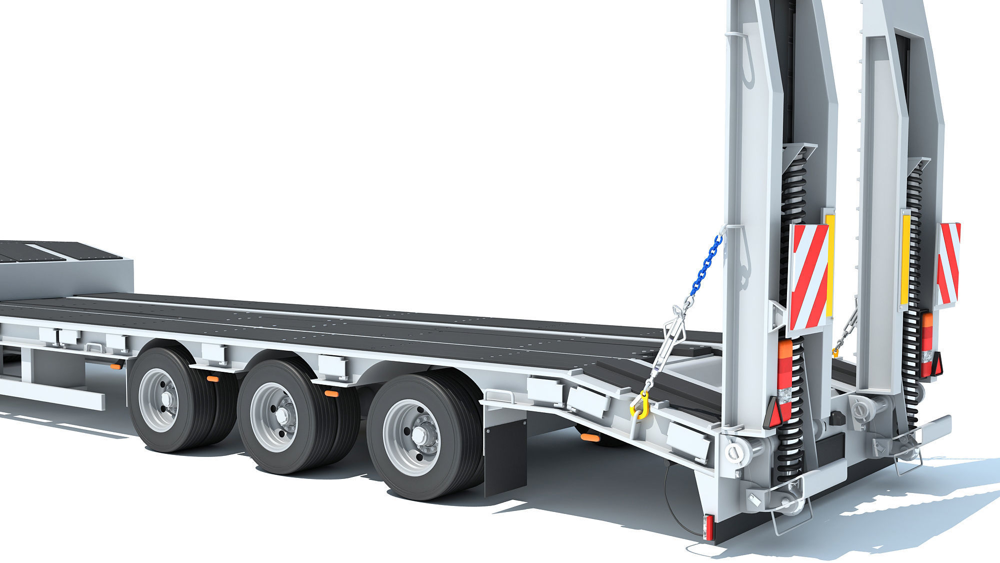 Truck with Platform Trailer 3D model_15