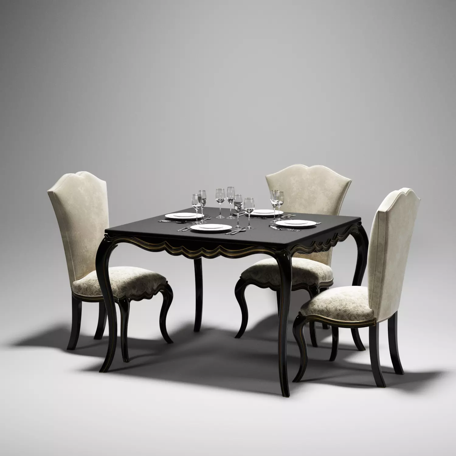 Dining Tables Set 01 3D model_0