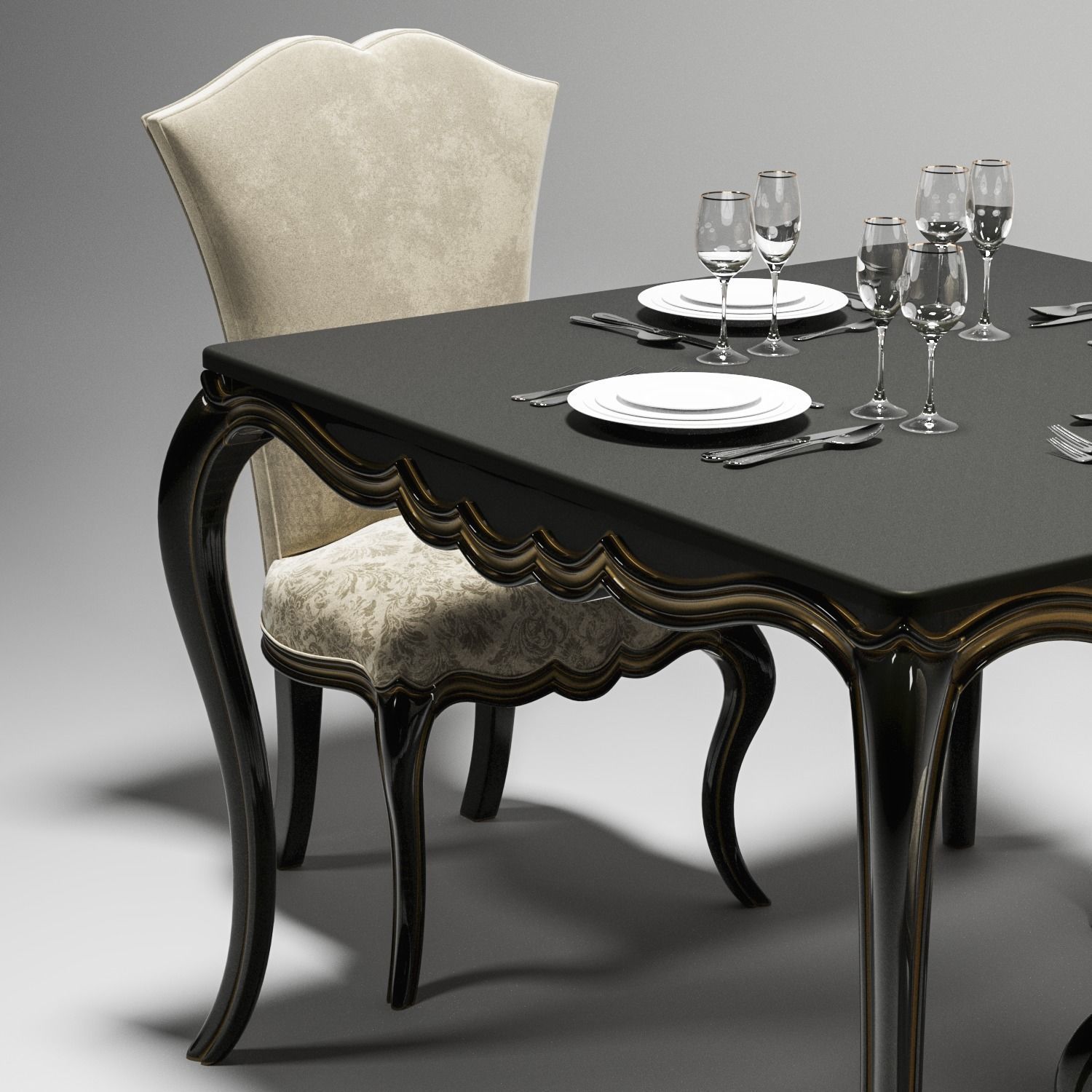Dining Tables Set 01 3D model_2