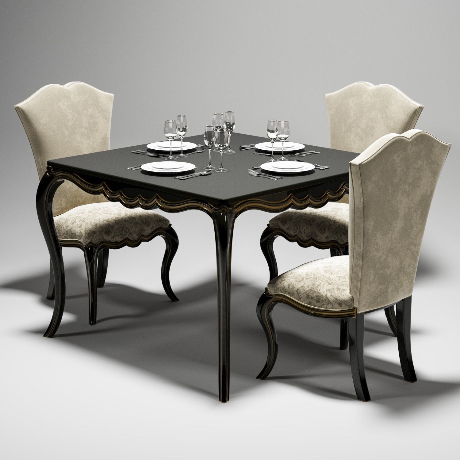 Dining Tables Set 01 3D model_4