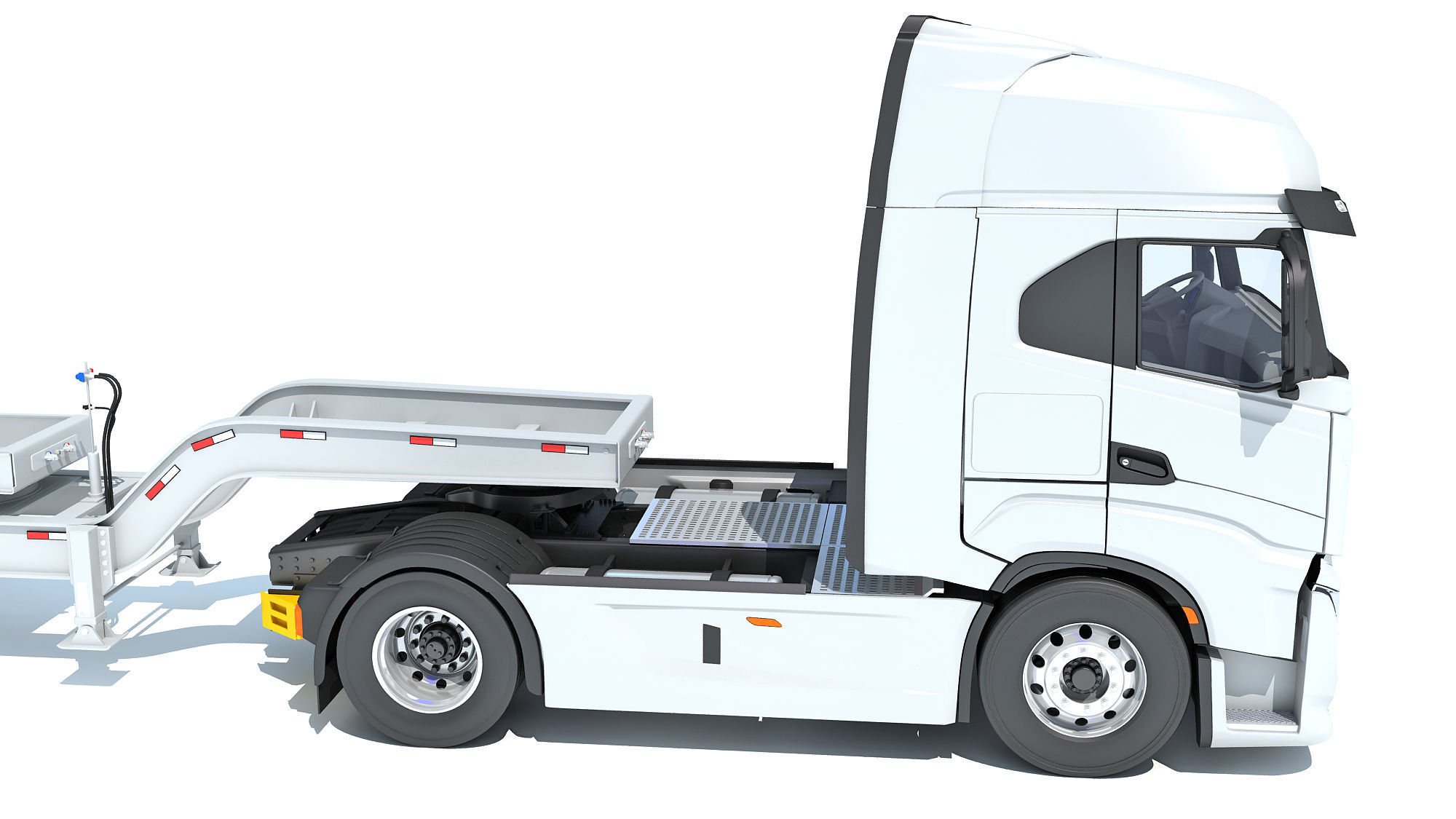 Heavy Truck with Lowboy Trailer 3D model_13