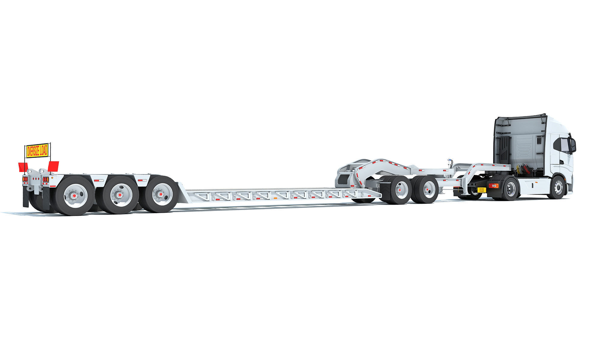 Heavy Truck with Lowboy Trailer 3D model_4