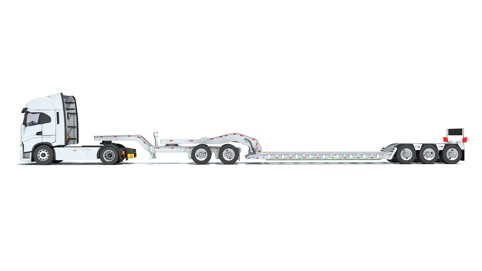 Heavy Truck with Lowboy Trailer 3D model_17