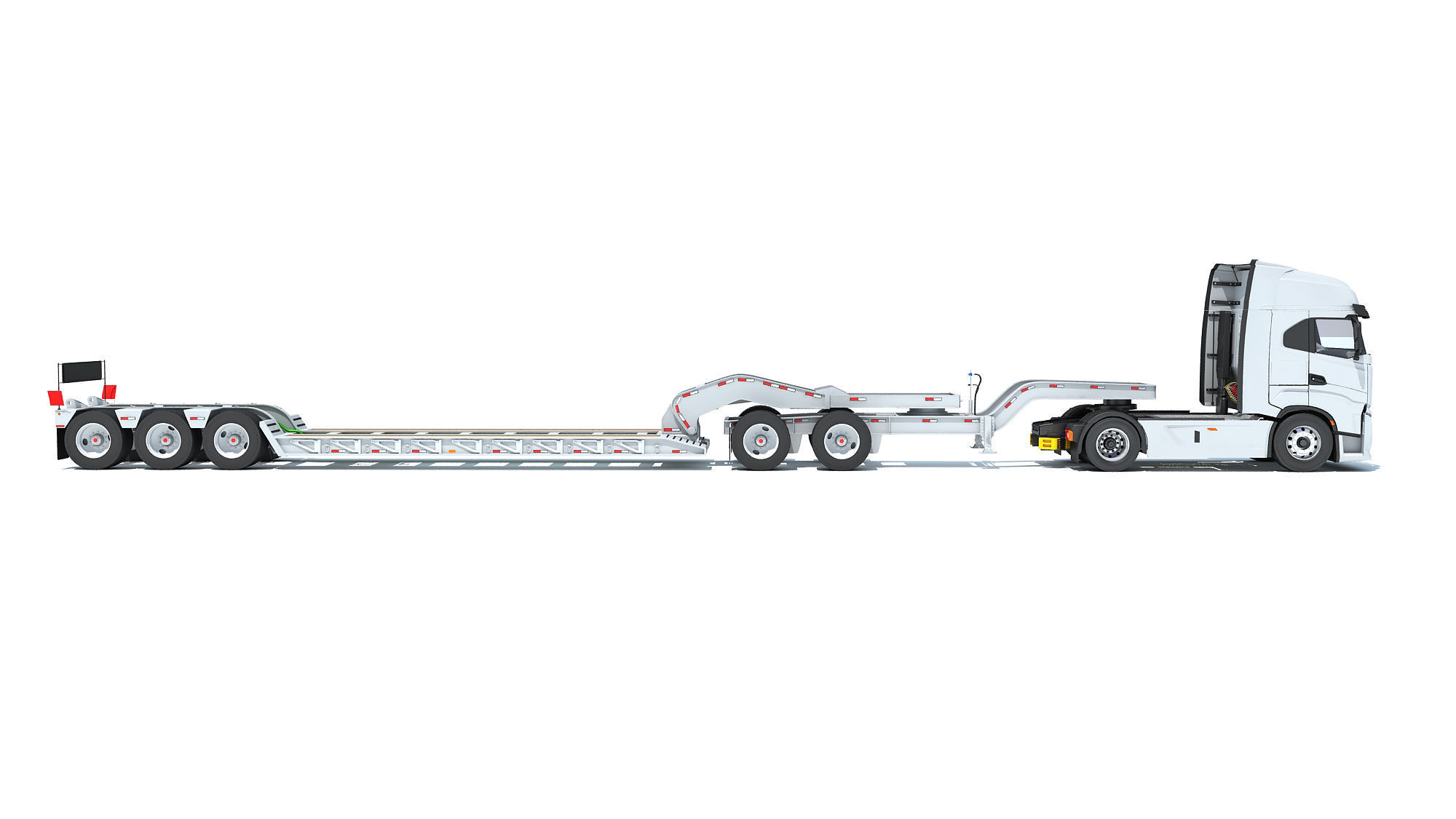 Heavy Truck with Lowboy Trailer 3D model_5