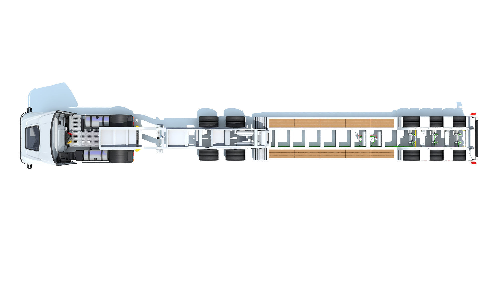 Heavy Truck with Lowboy Trailer 3D model_10