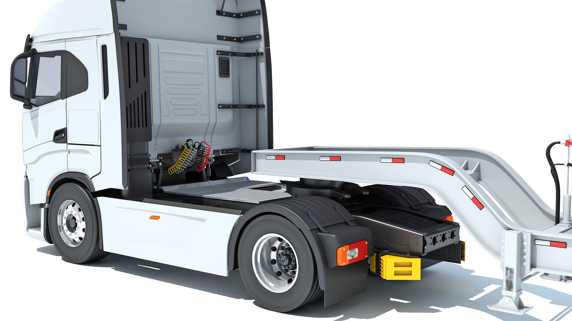 Heavy Truck with Lowboy Trailer 3D model_12