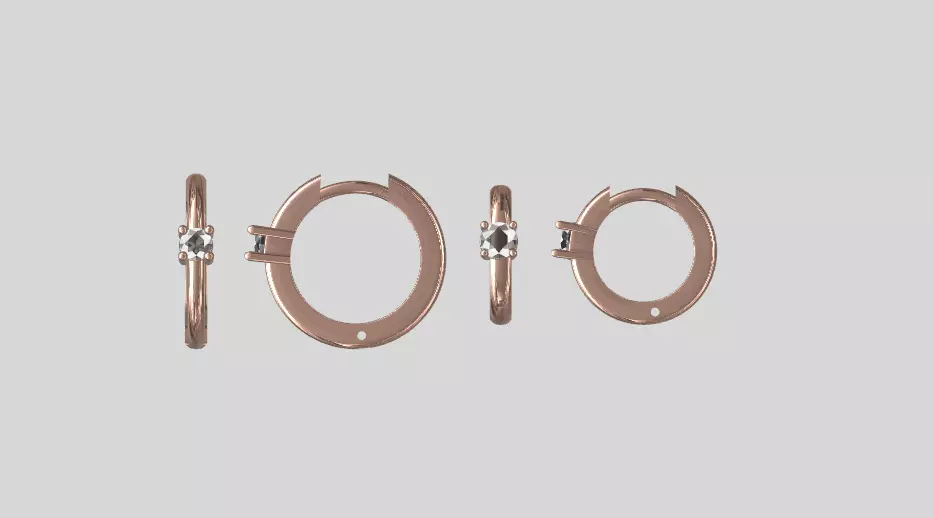 Hoop earrings with gem printable 3D print model 3D print model Free 3D print model