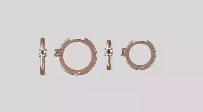 Hoop earrings with gem printable 3D print model 3D print model
