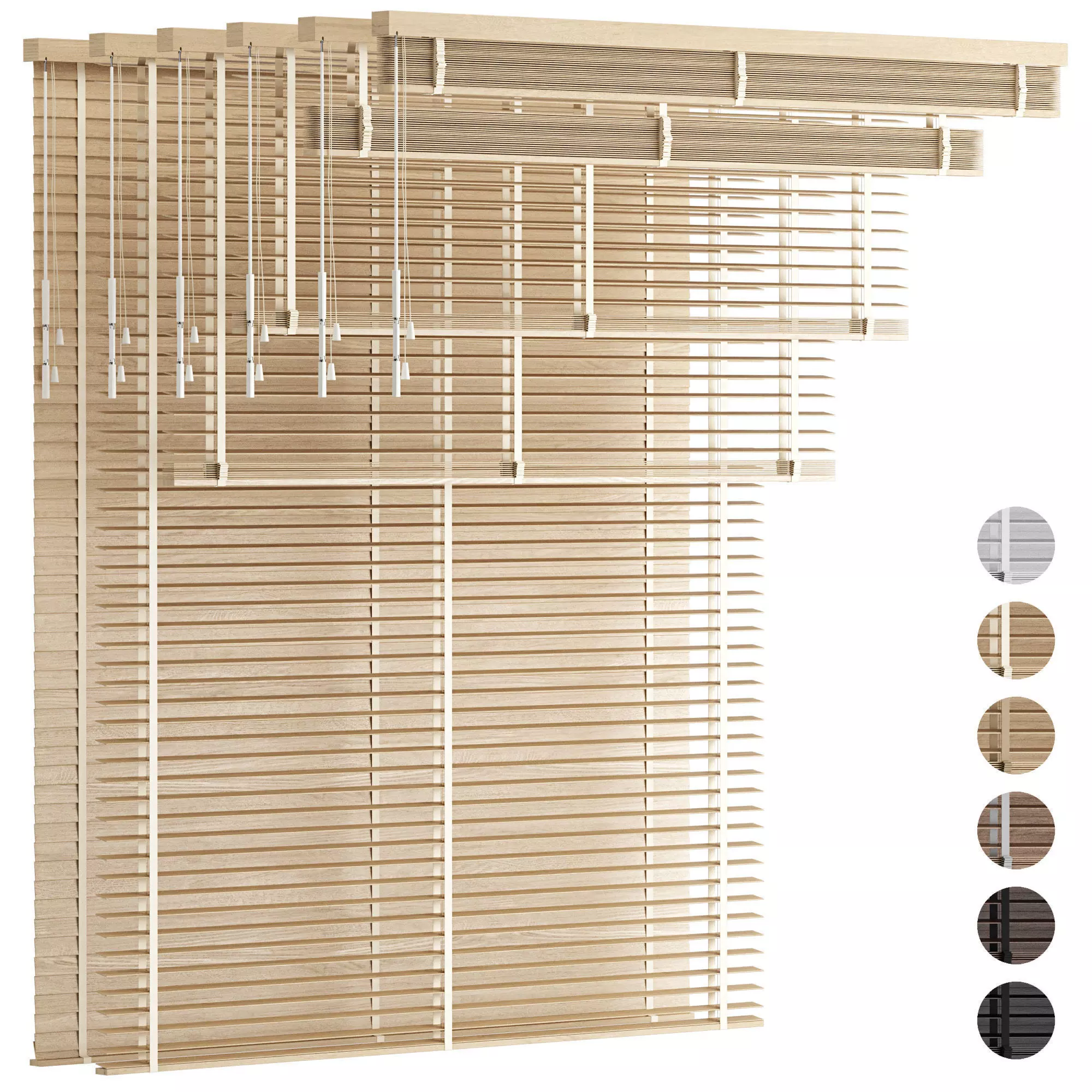 Wooden Venetian Blinds with Tape Bandalux set 01 3D model_0
