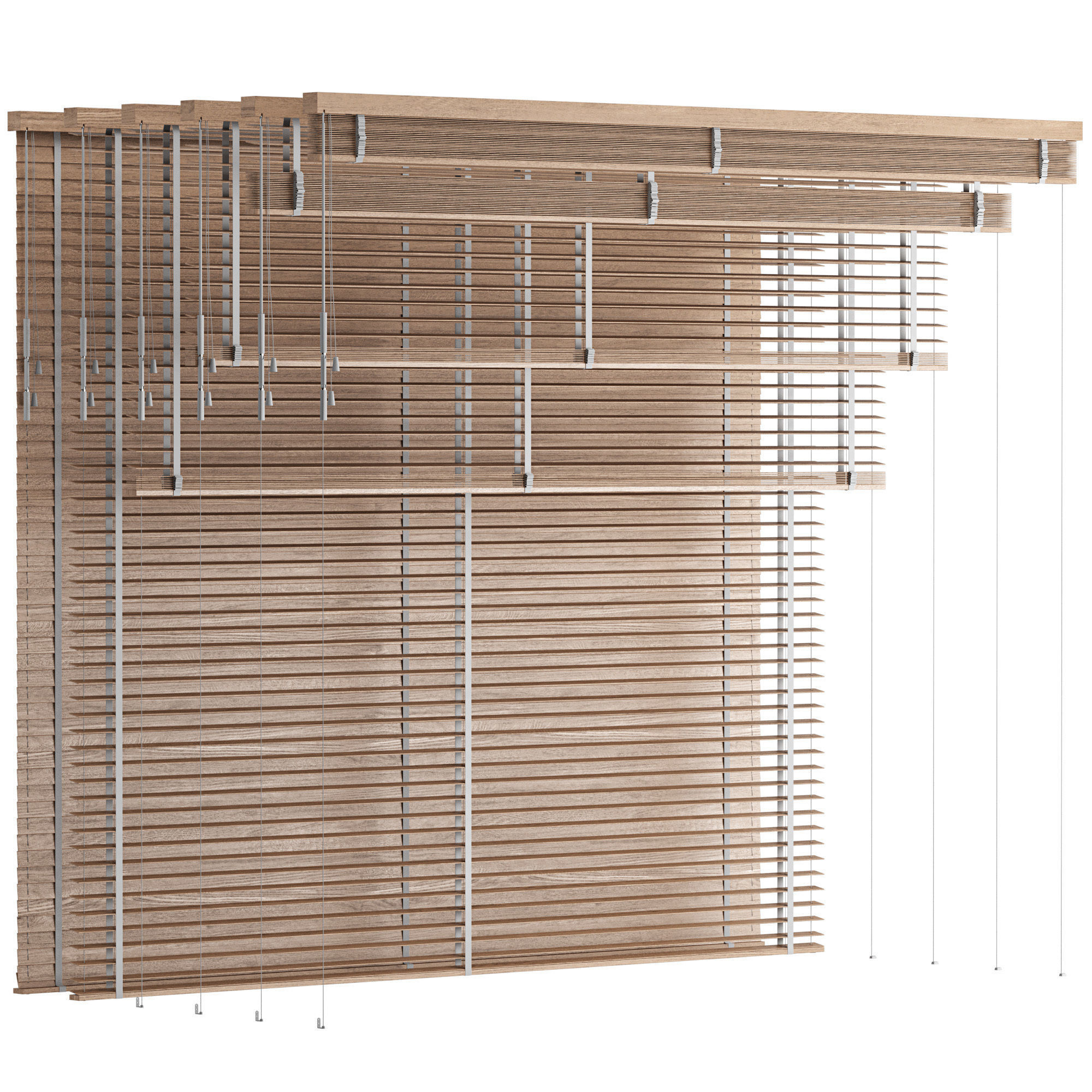Wooden Venetian Blinds with Tape Bandalux set 01 3D model_2