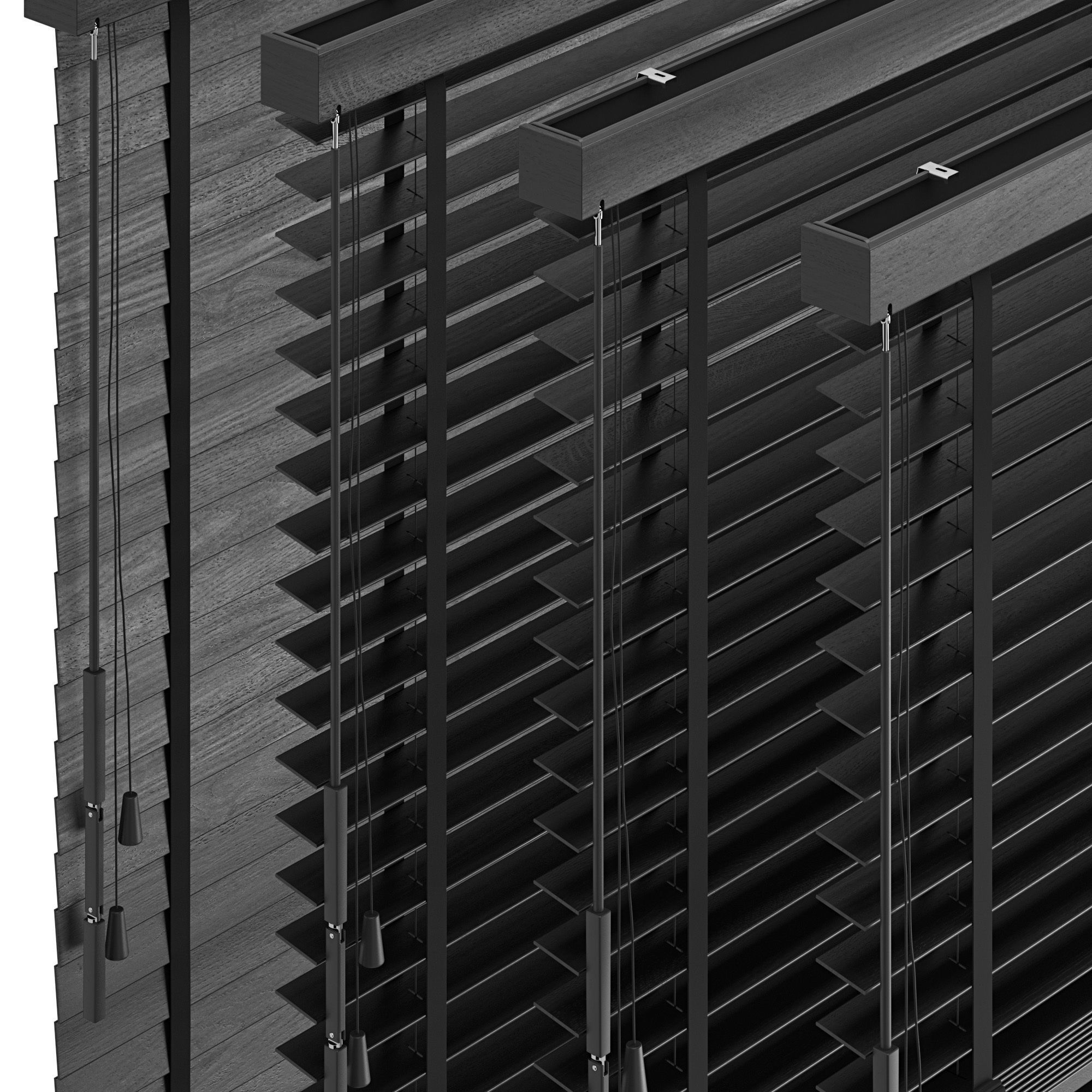 Wooden Venetian Blinds with Tape Bandalux set 01 3D model_5