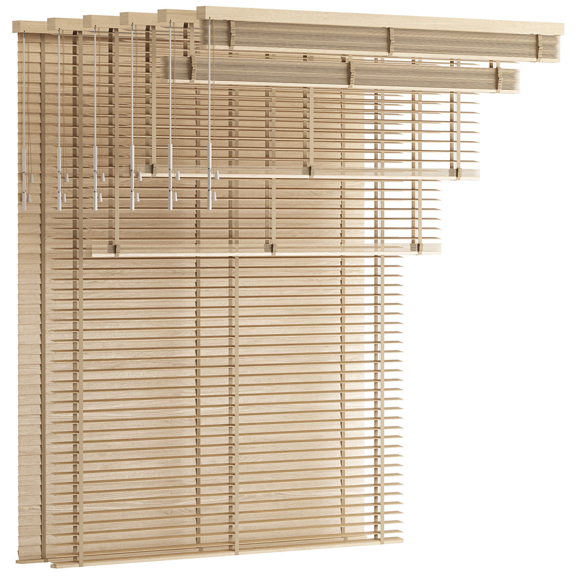 Wooden Venetian Blinds with Tape Bandalux set 01 3D model_9