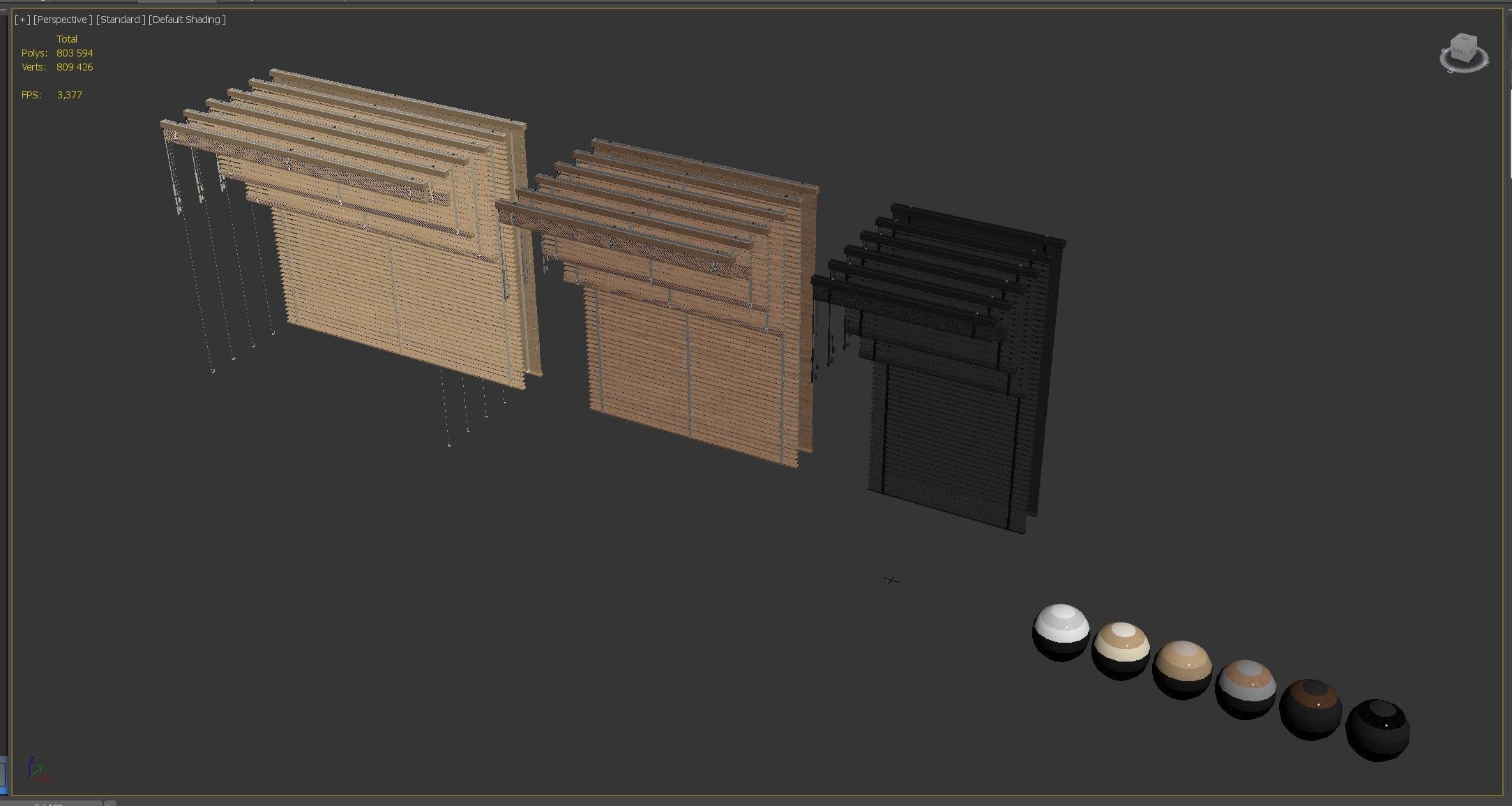 Wooden Venetian Blinds with Tape Bandalux set 01 3D model_7