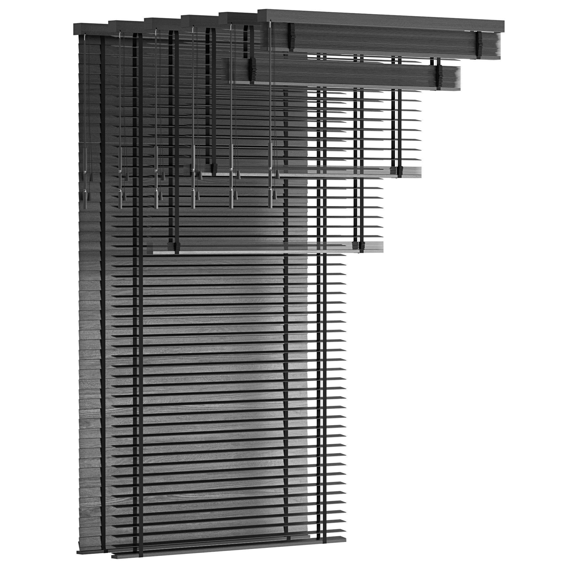 Wooden Venetian Blinds with Tape Bandalux set 01 3D model_1