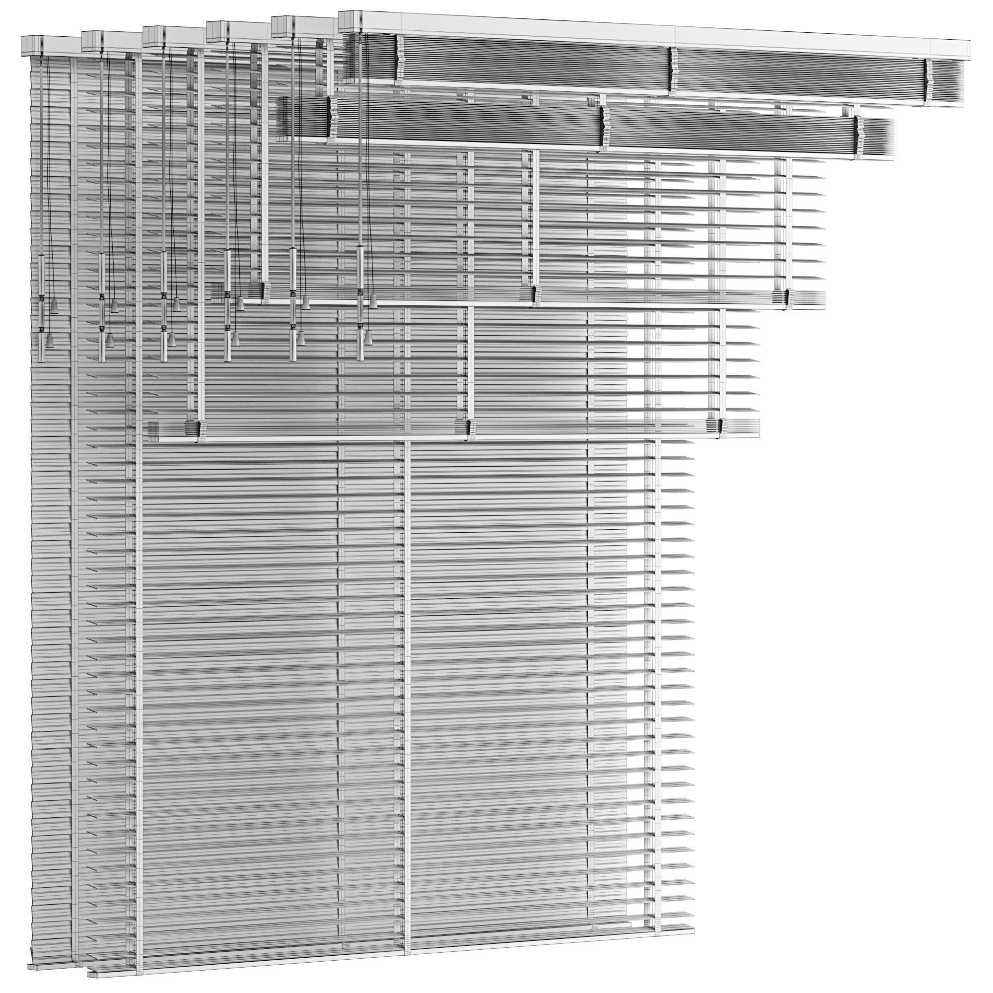 Wooden Venetian Blinds with Tape Bandalux set 01 3D model_6