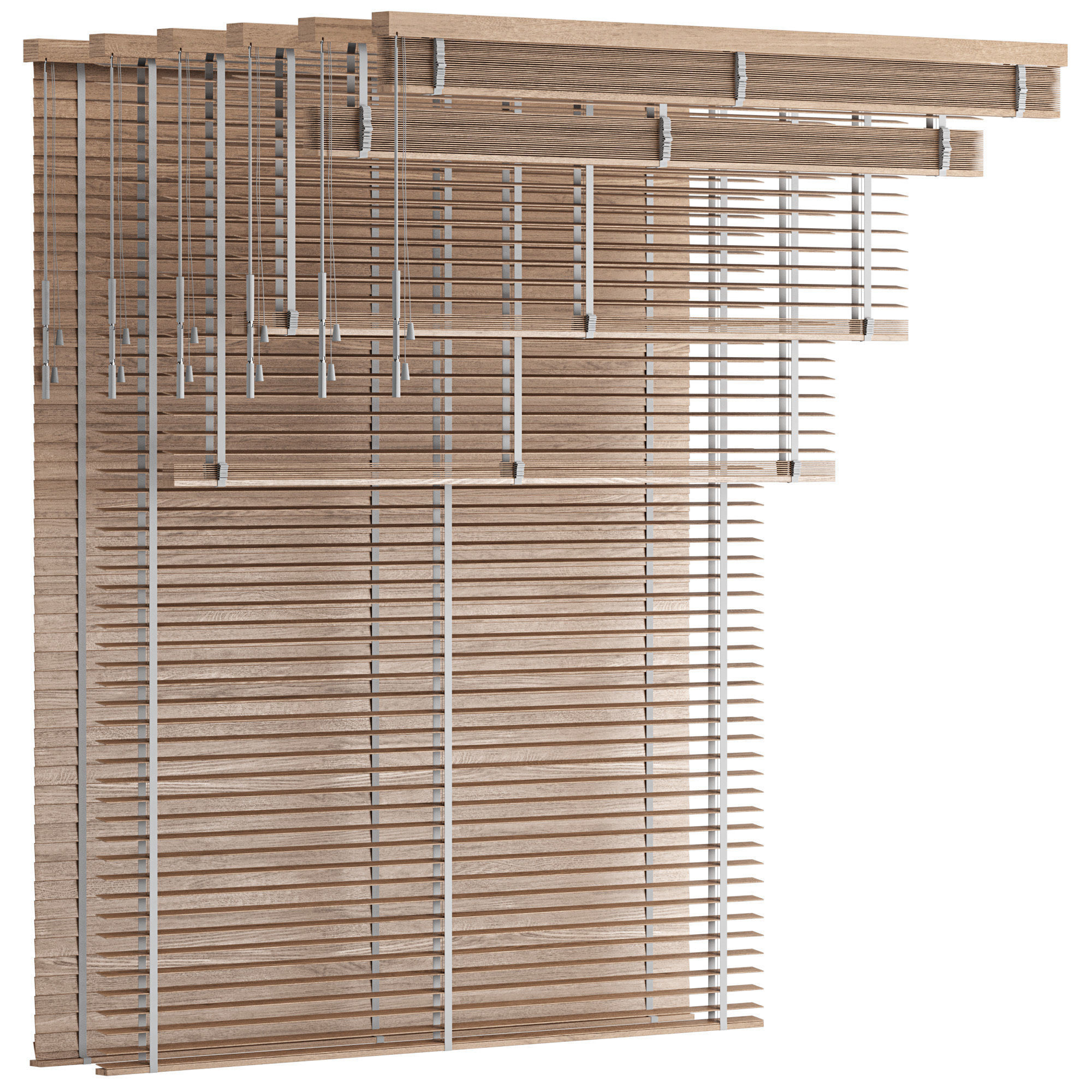 Wooden Venetian Blinds with Tape Bandalux set 01 3D model_11