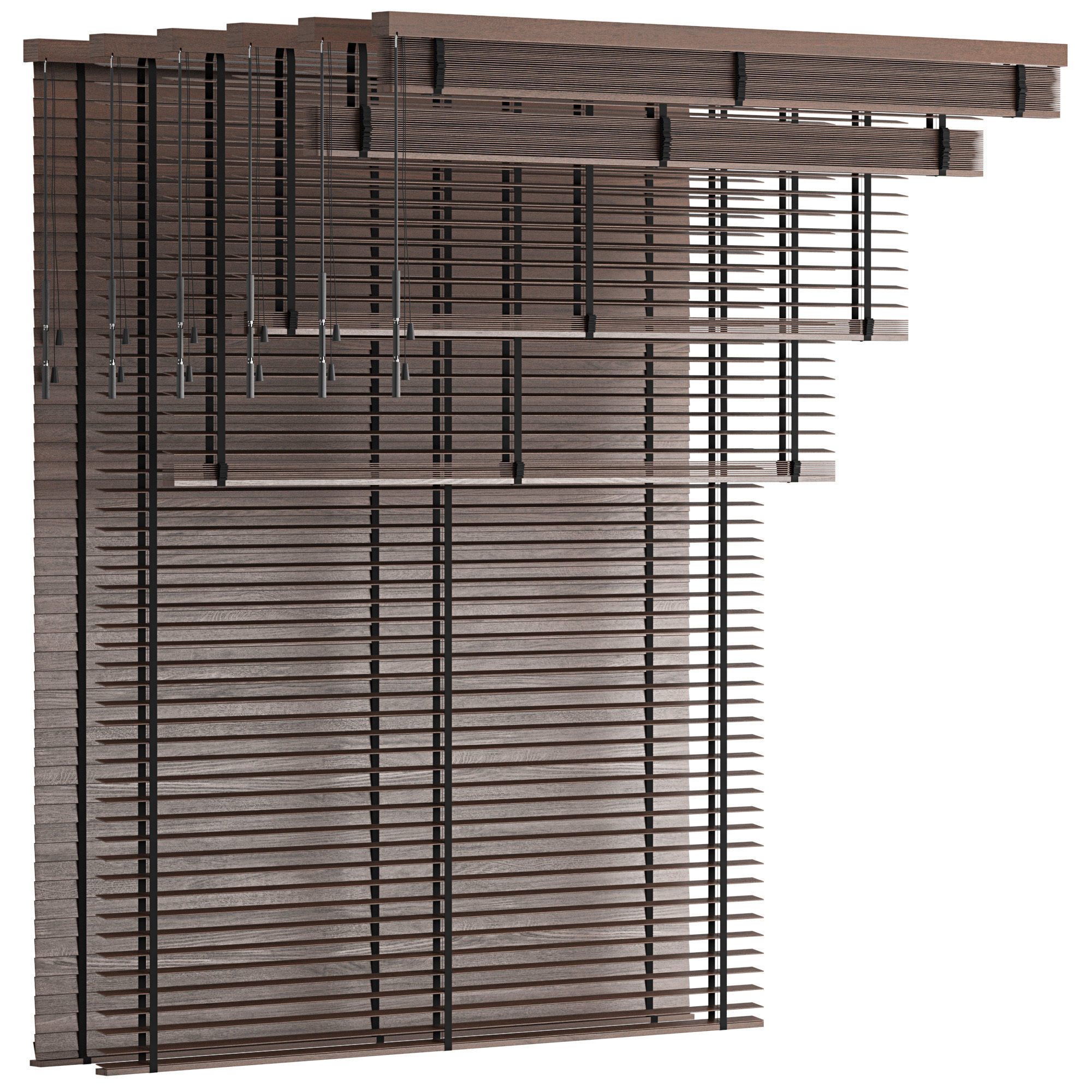 Wooden Venetian Blinds with Tape Bandalux set 01 3D model_8