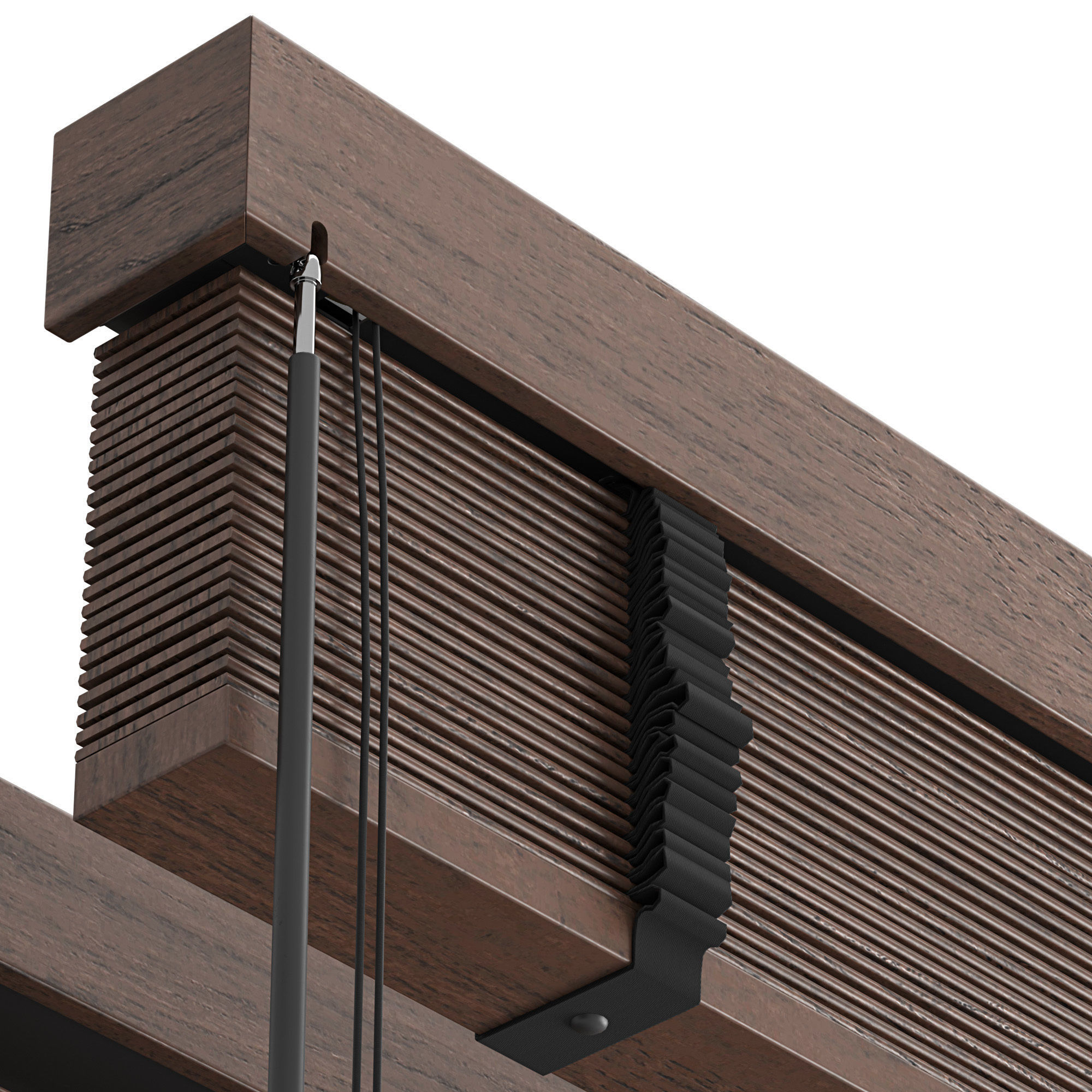 Wooden Venetian Blinds with Tape Bandalux set 01 3D model_4