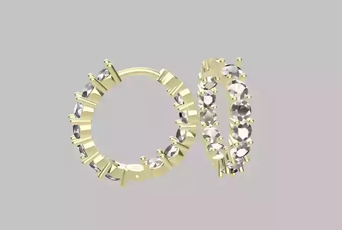 Hoop earrings with gems printable 3D print model 3D print model