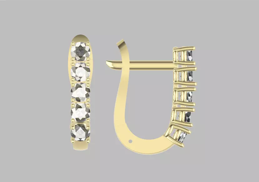 Latch Back earrings with gems printable 3D print model 3D print model