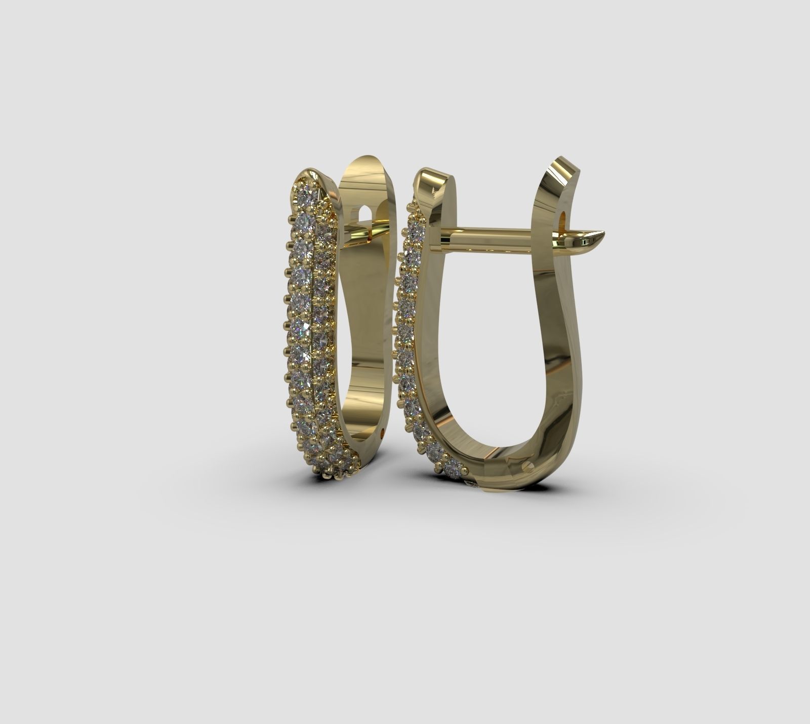 Latch Back earrings with pave printable 3D print model 3D print model_5