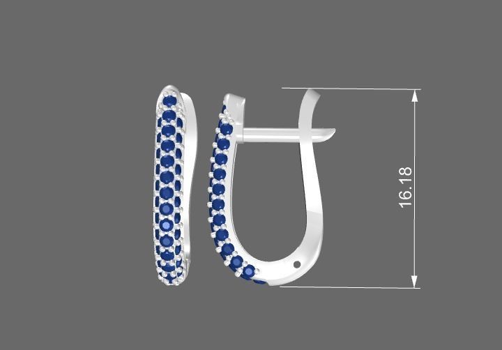 Latch Back earrings with pave printable 3D print model 3D print model_3