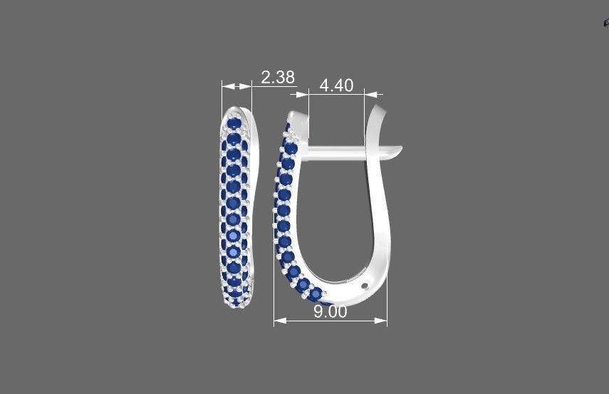 Latch Back earrings with pave printable 3D print model 3D print model_2