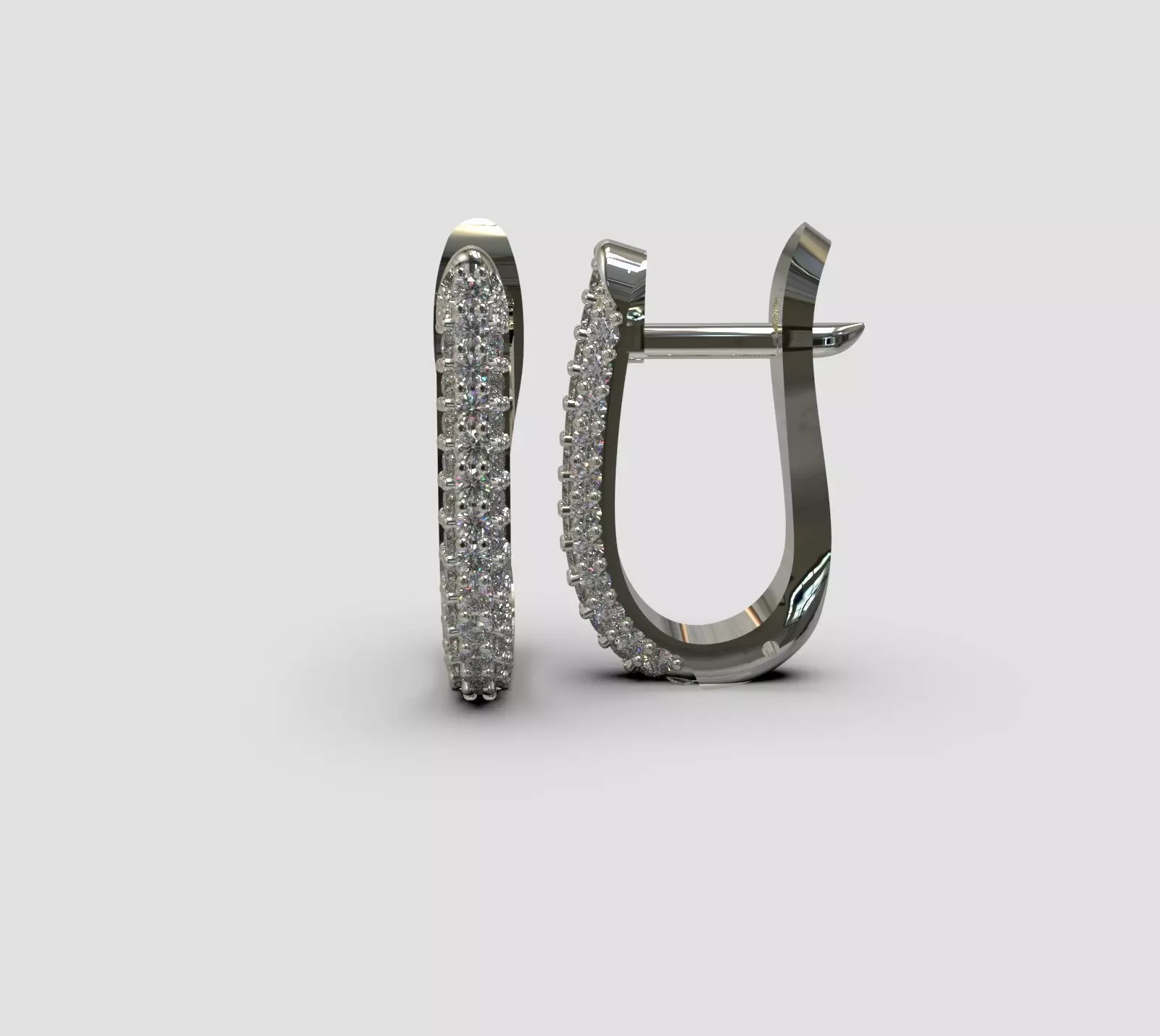 Latch Back earrings with pave printable 3D print model 3D print model_0