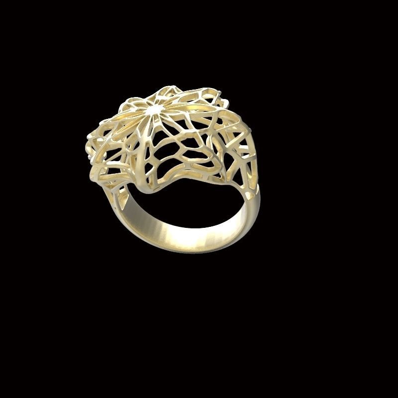 voronoi star ring  3D print model_4