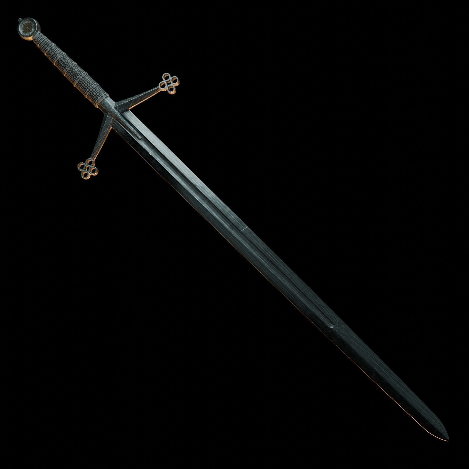 Scottish Claymore Sword Low-poly 3D model_3