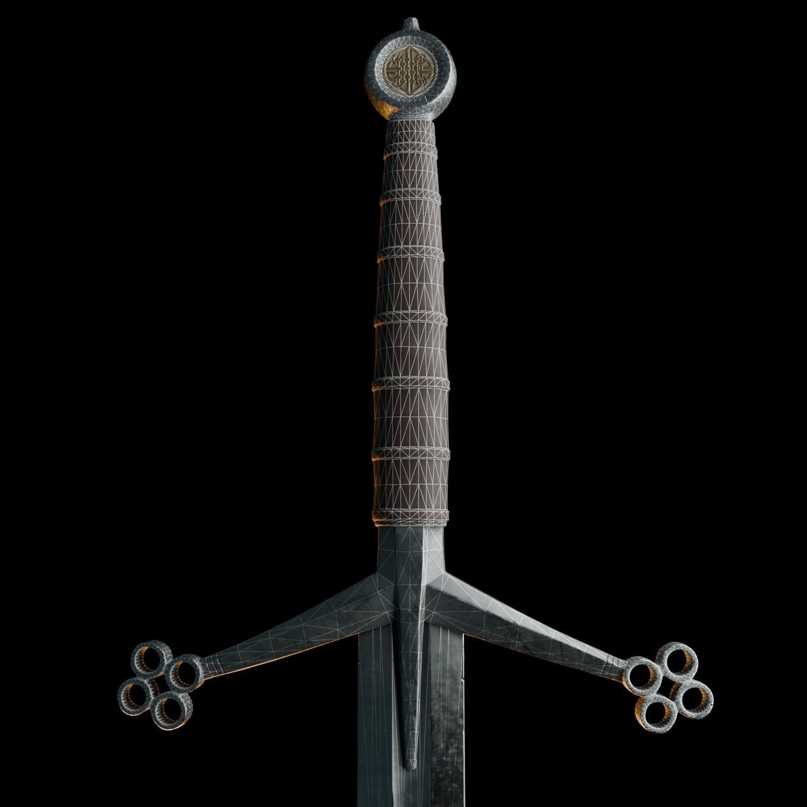 Scottish Claymore Sword Low-poly 3D model_5