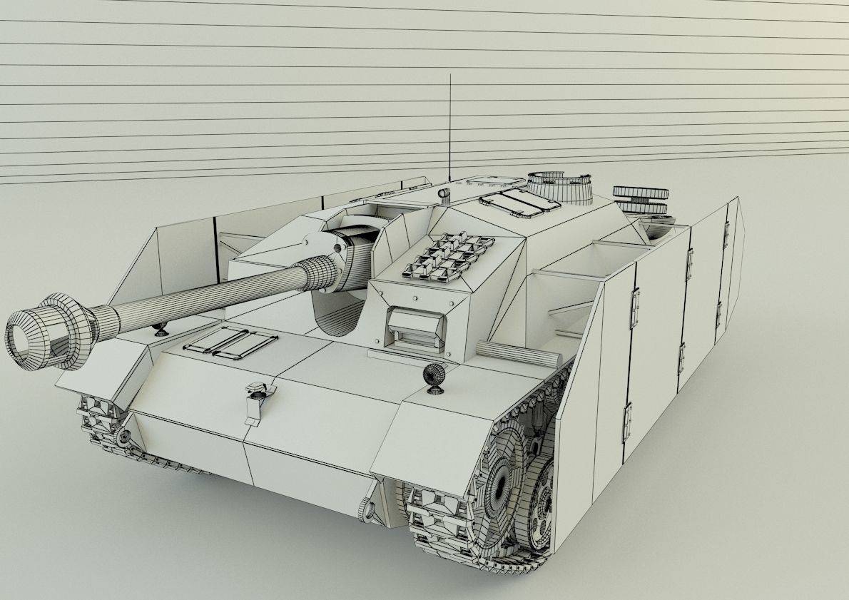 Stug III G tank military vehicle 3D model_9