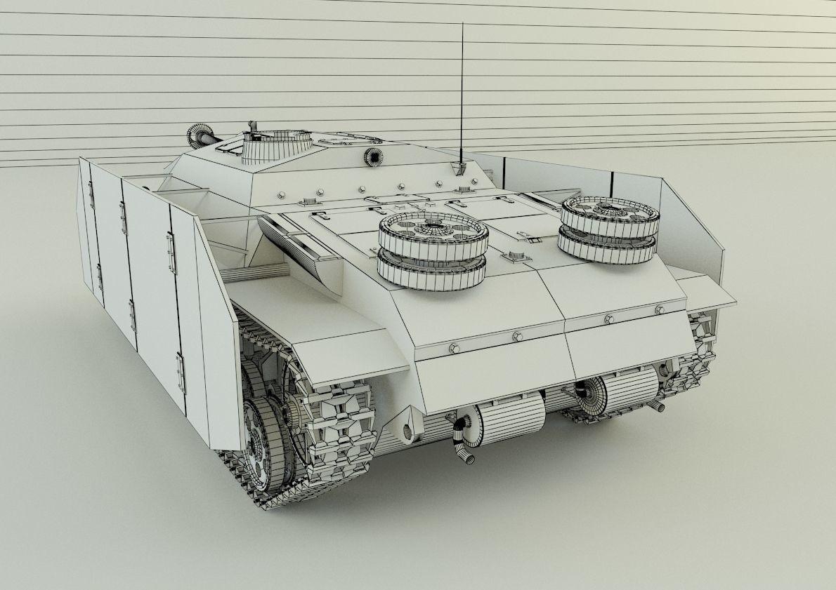 Stug III G tank military vehicle 3D model_8