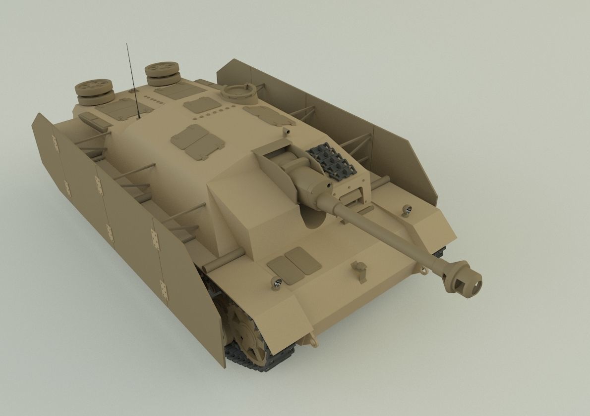 Stug III G tank military vehicle 3D model_2