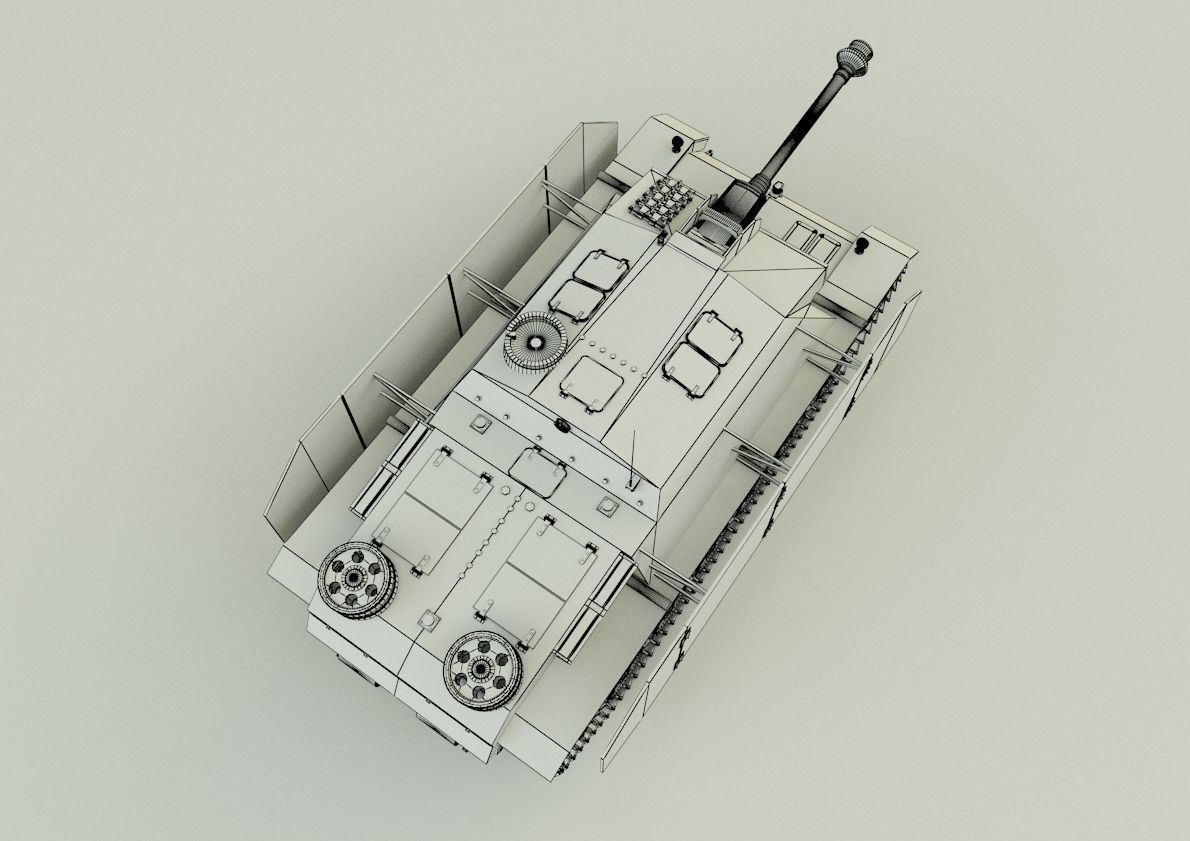 Stug III G tank military vehicle 3D model_11
