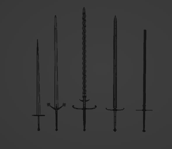  Two Handed Swords 3D model_6