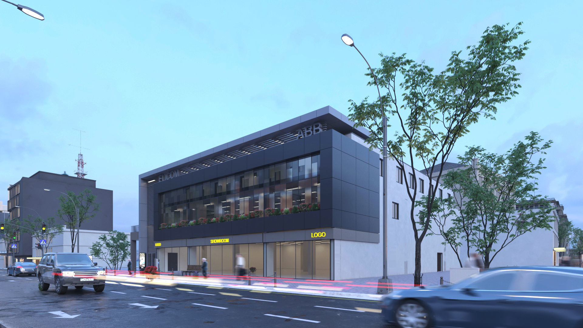 Commercial building 3D exterior Scene 3D model | CGTrader