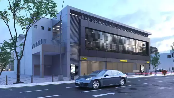 Commercial building 3D exterior Scene 3D model
