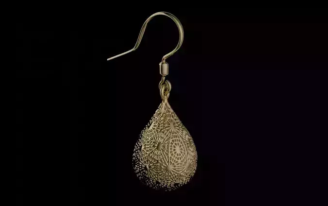 snowflake drop lattice earring 3D print model