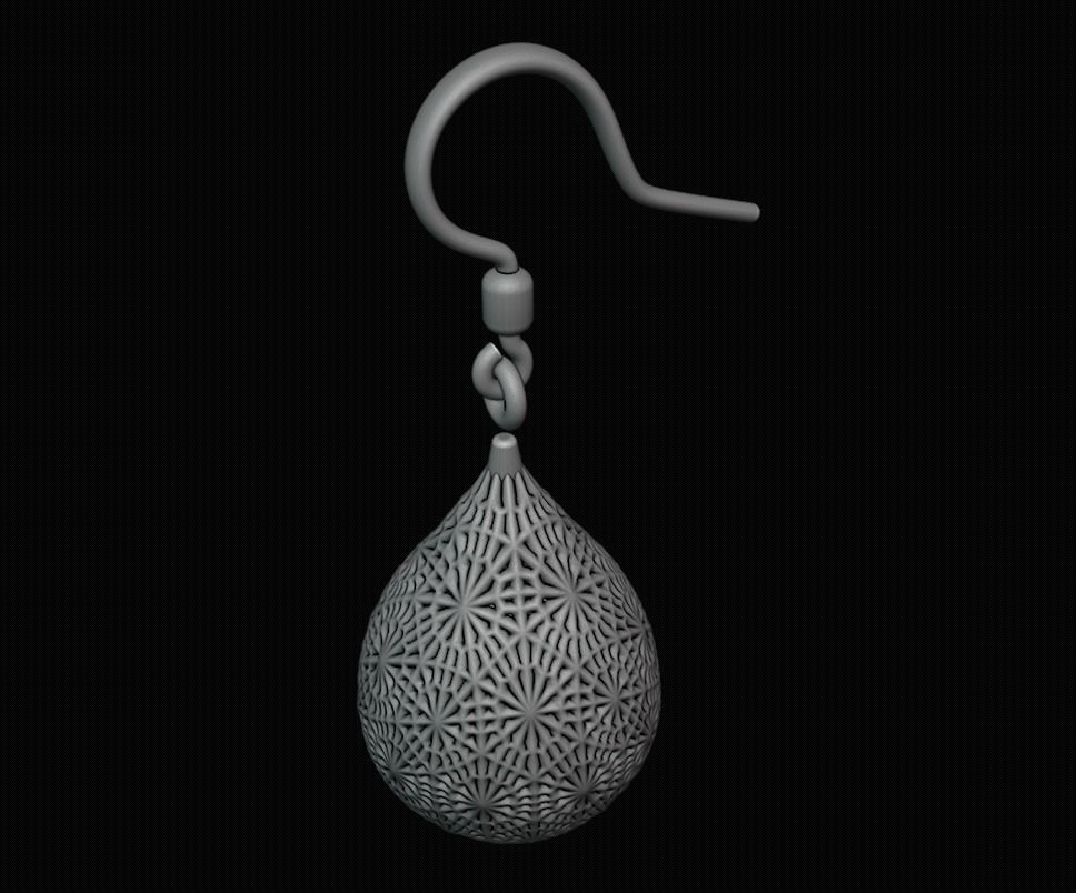snowflake drop lattice earring 3D print model_3