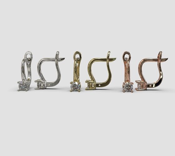  English lock earrings with gems printable 3D print model  Free 3D print model