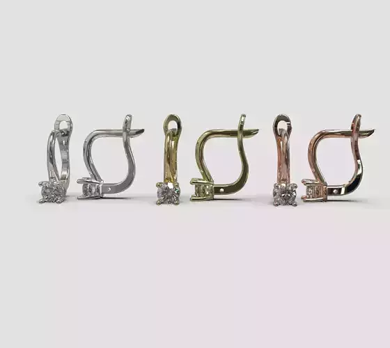  English lock earrings with gems printable 3D print model 