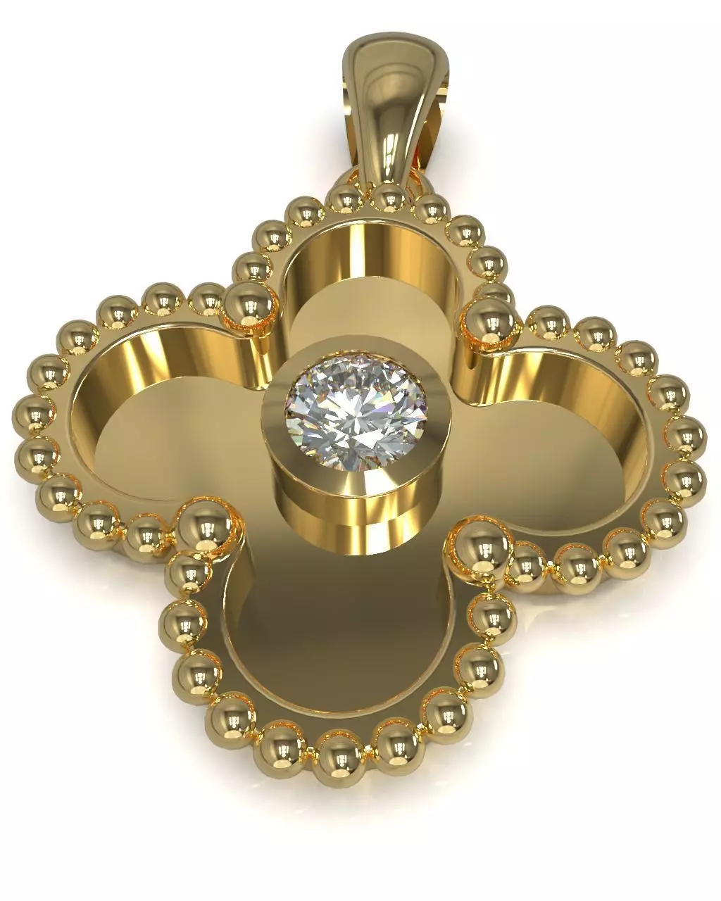 Cross pendant with gem enamel ready 3D print model_0