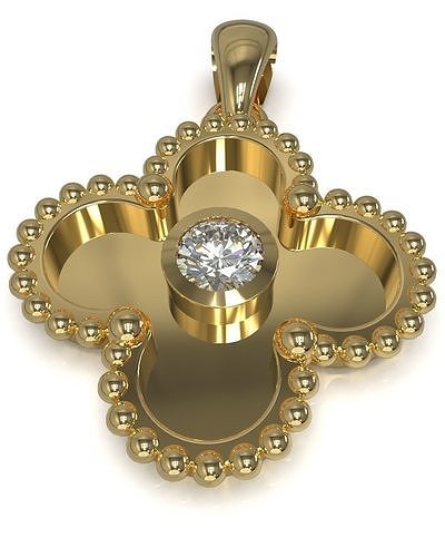 Cross pendant with gem enamel ready 3D print model