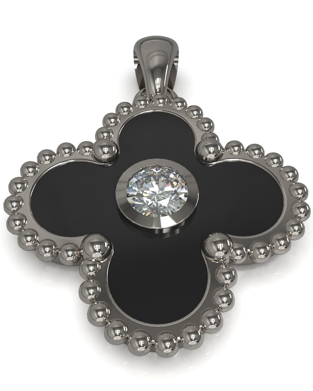 Cross pendant with gem enamel ready 3D print model_3