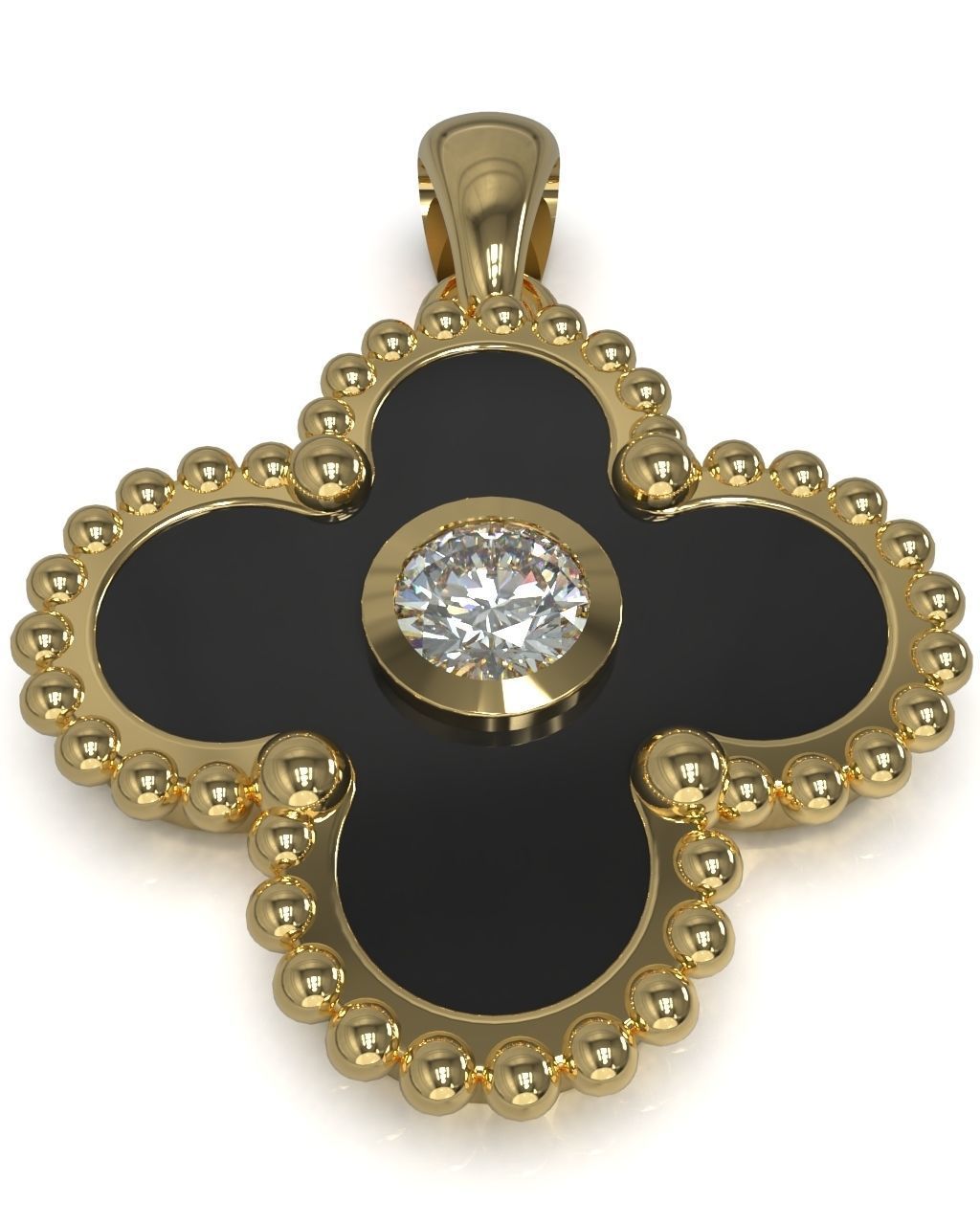Cross pendant with gem enamel ready 3D print model_1