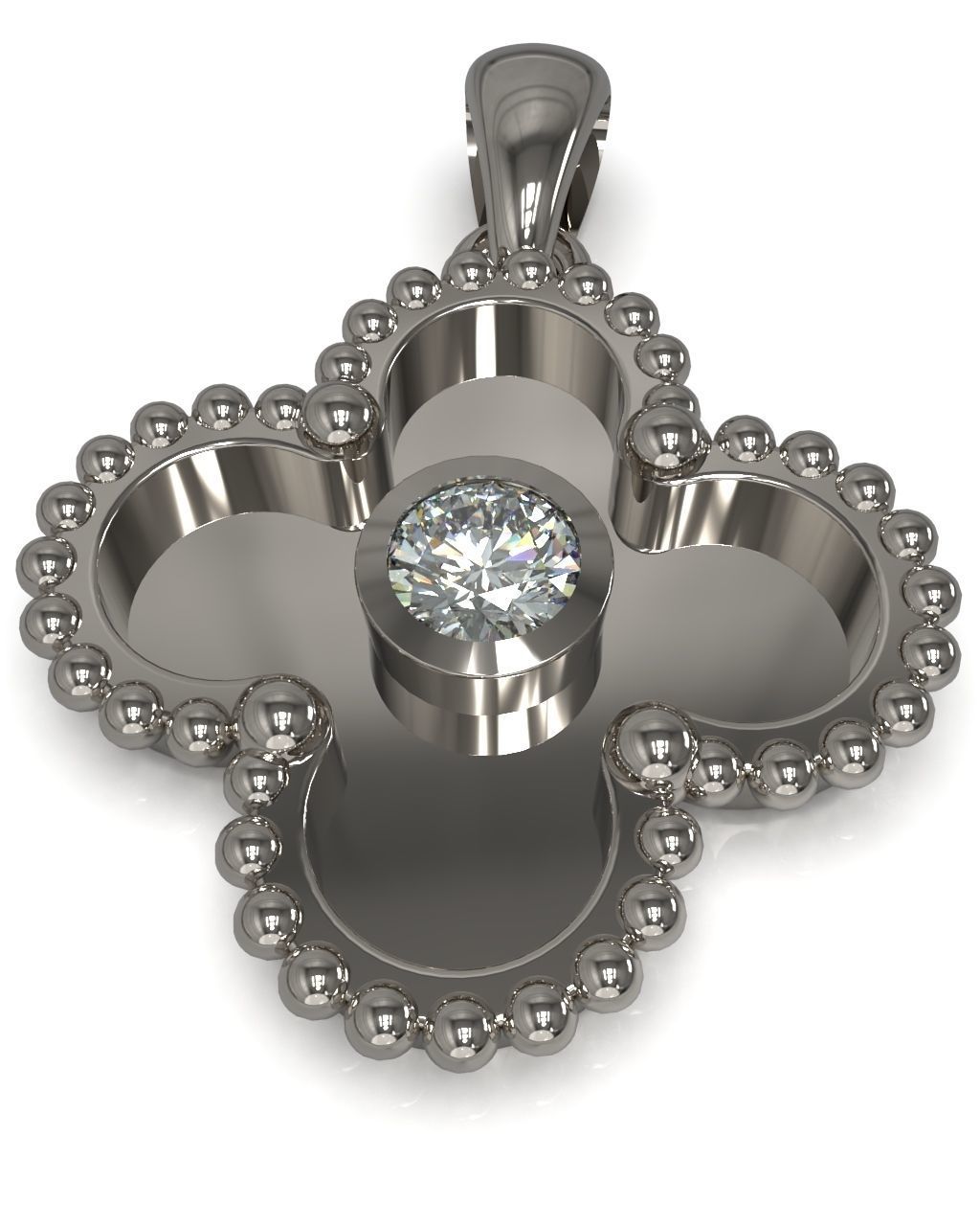 Cross pendant with gem enamel ready 3D print model_2