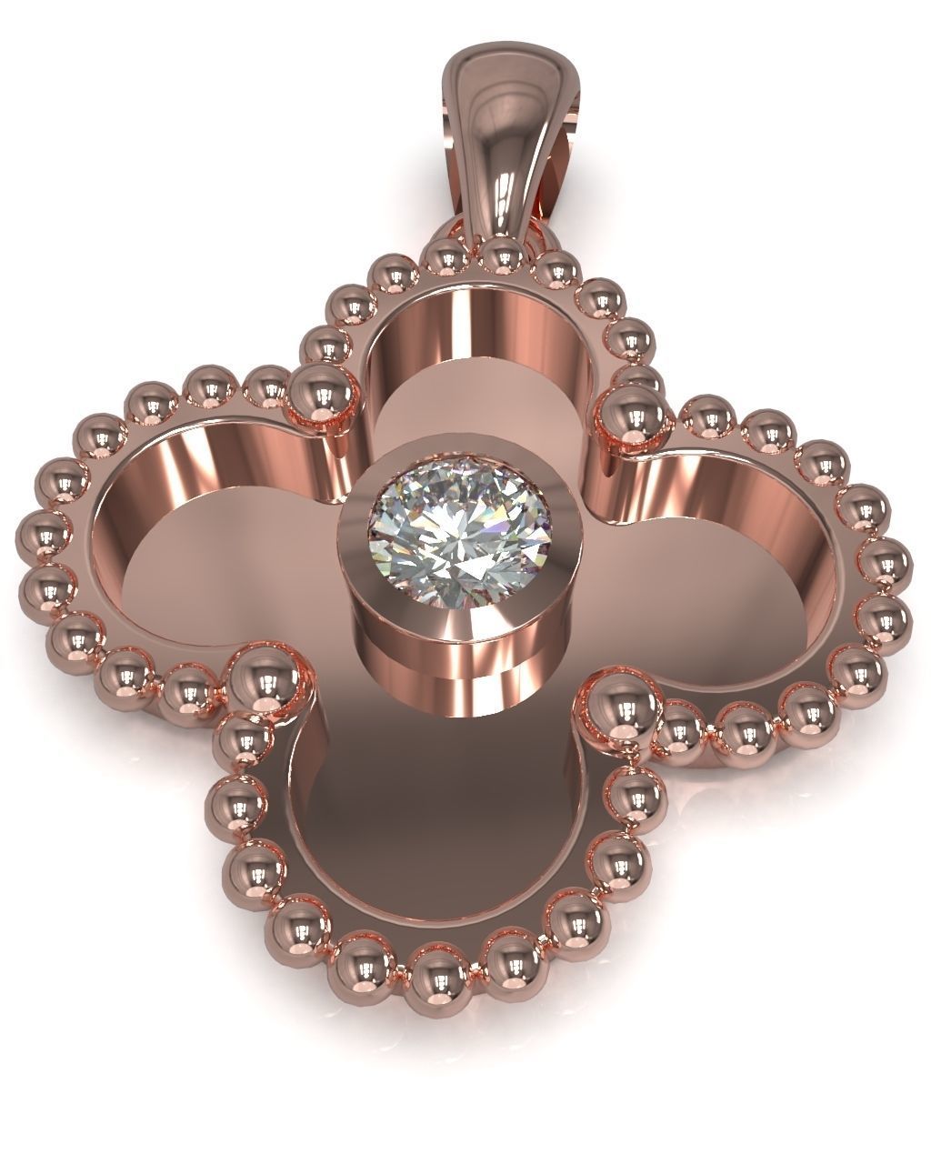 Cross pendant with gem enamel ready 3D print model_4