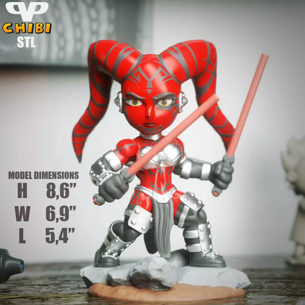 Darth Talon Chibi STL for 3D Printing ChibiSTL 3DXM 3D print model_5